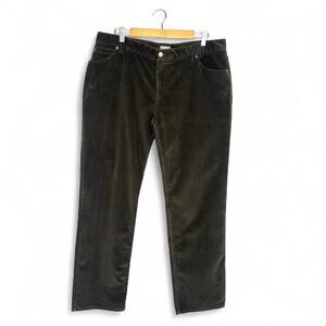 J. Jill Women's Authentic Fit Slim Leg Corduroy Pants Size 16 Olive Green